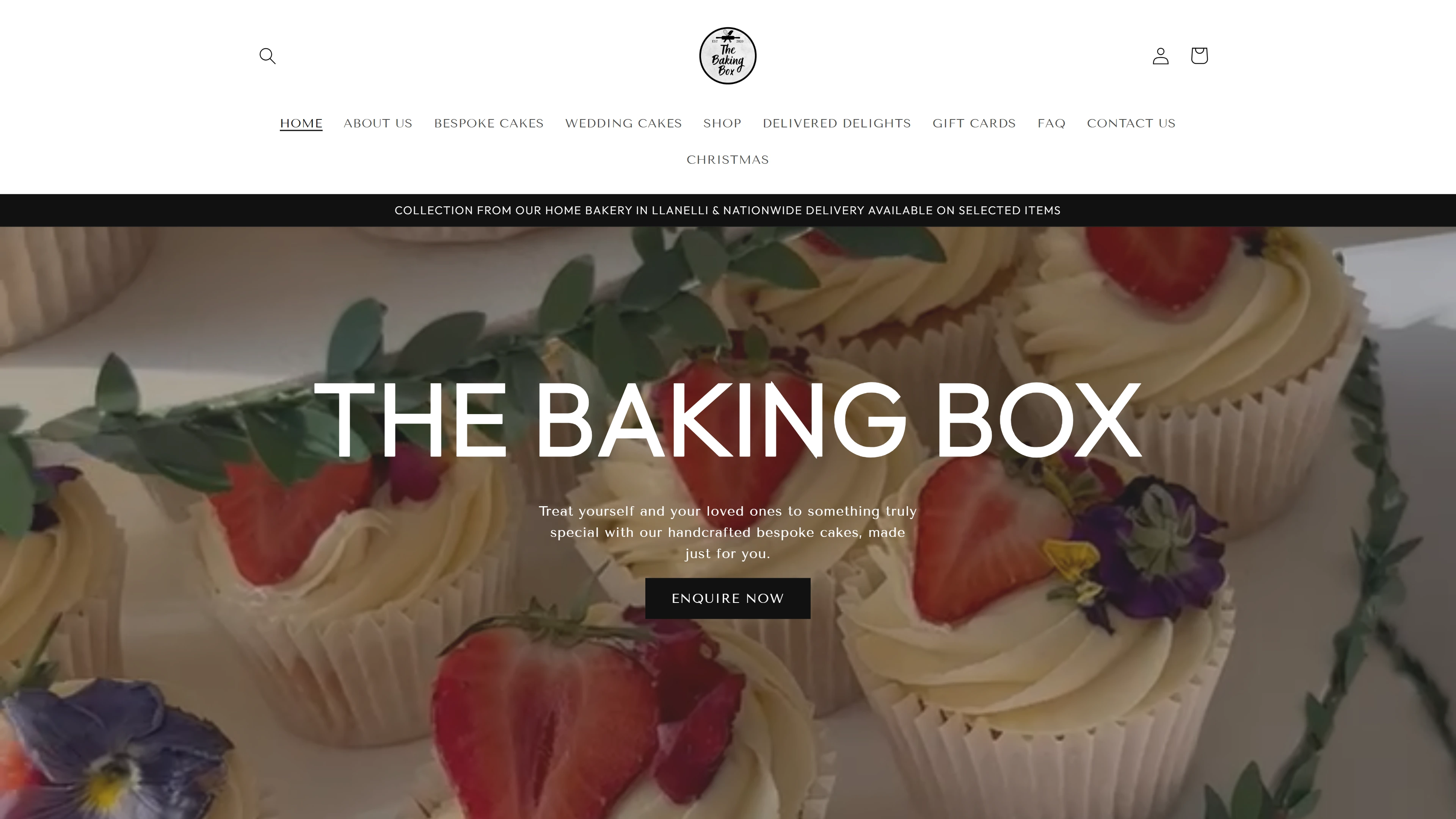 The Baking Box website homepage