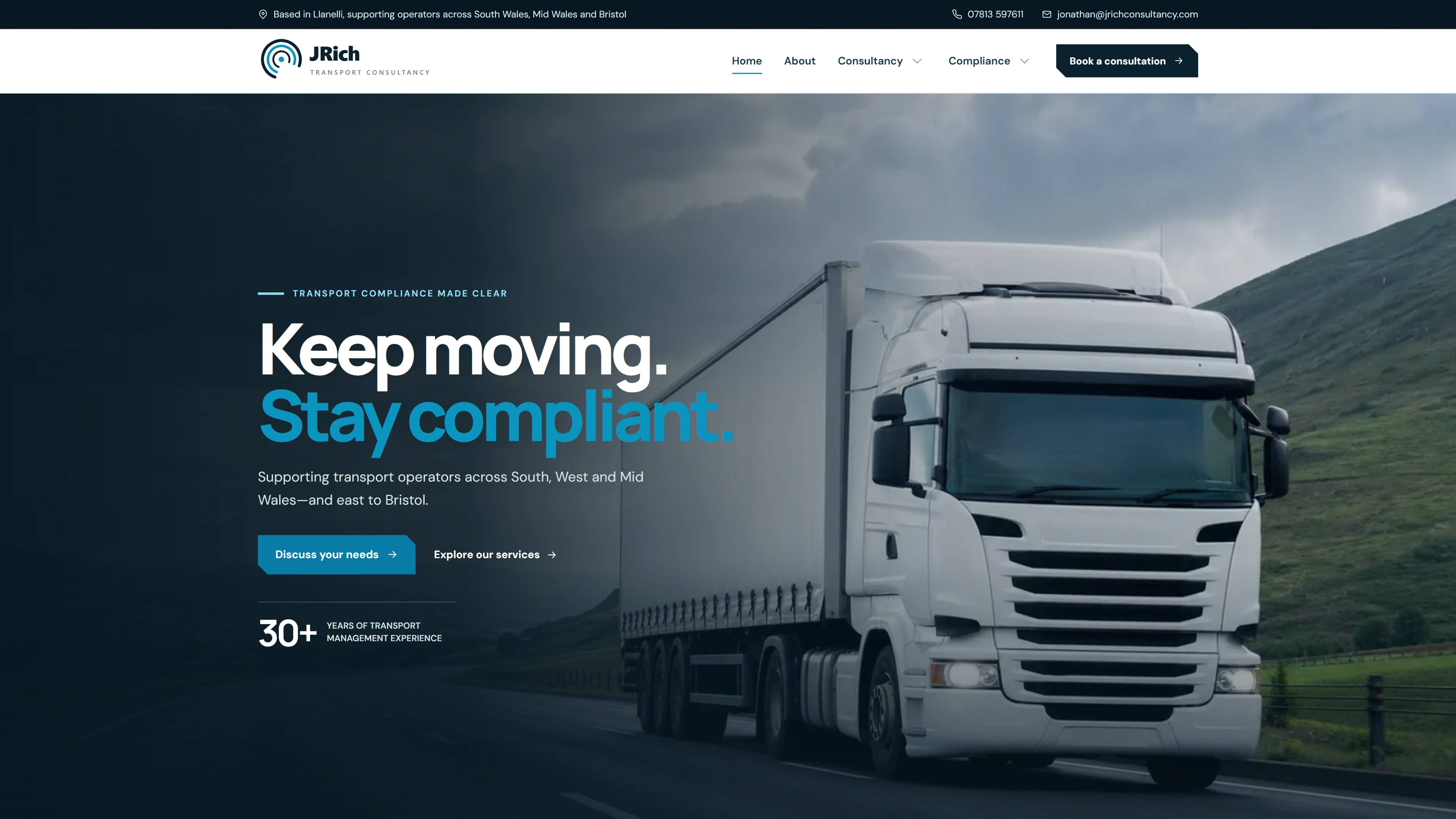 JRich Consultancy website on desktop