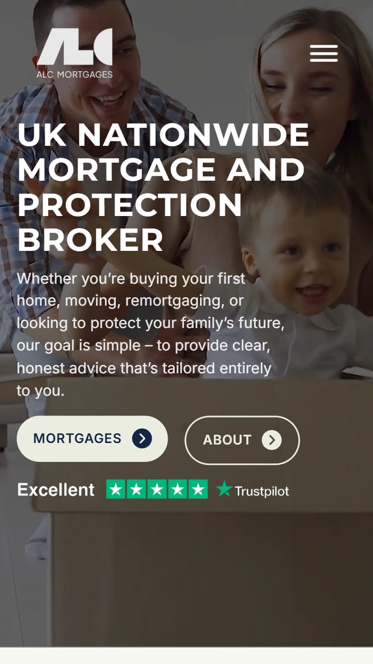 ALC Mortgages homepage on mobile