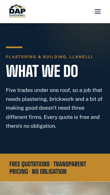 DAP Plastering services on mobile
