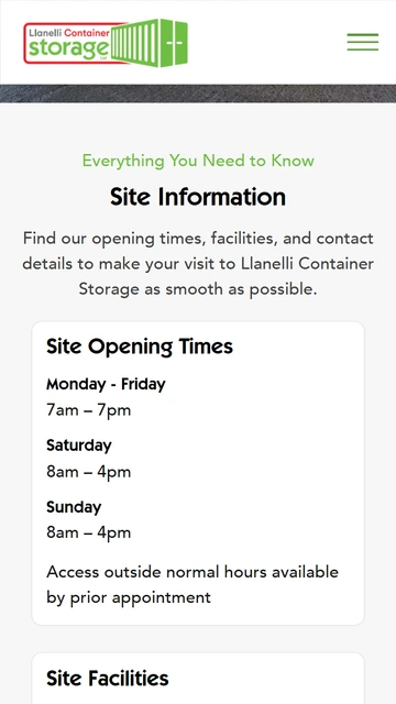 LlanelliCS storage information on mobile