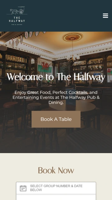 The Halfway Llanelli homepage on mobile